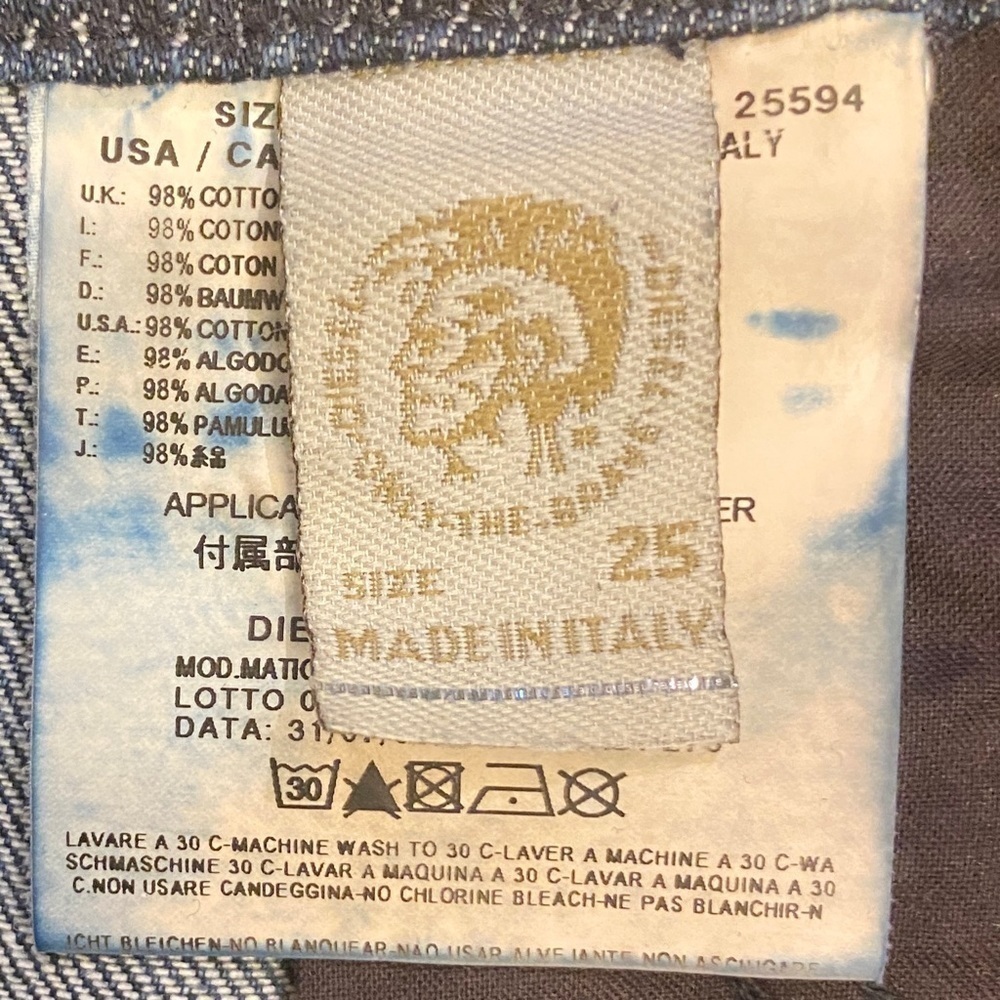 Diesel Matic W25 L34 Low Rise Slim Skinny Womens Jeans Actual 29x33.5 Distressed - Picture 12 of 16